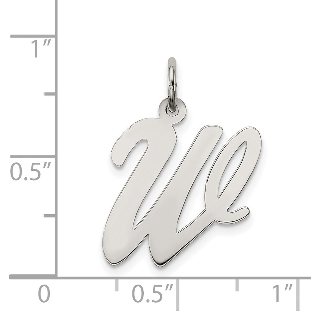 Sterling Silver Rhodium-plated Script Letter W Initial Charm QC5084W