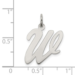 Sterling Silver Rhodium-plated Script Letter W Initial Charm QC5084W