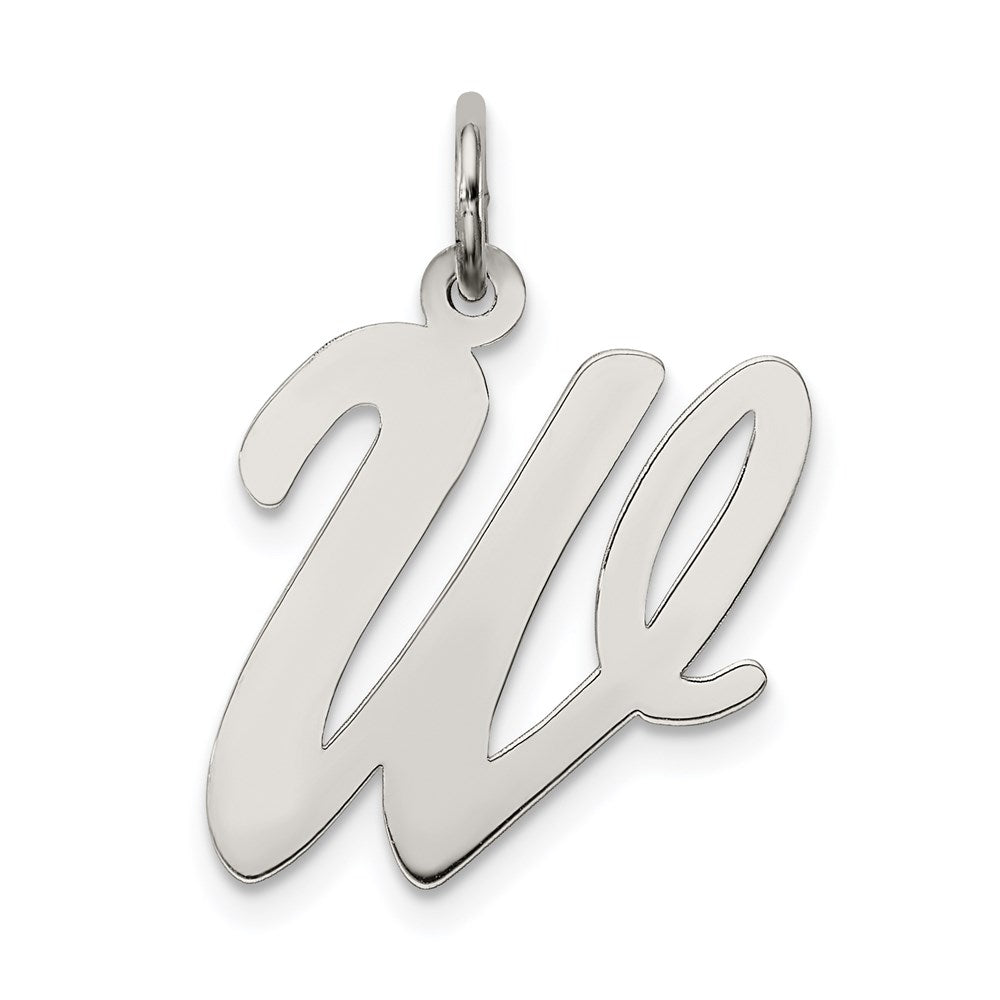 Sterling Silver Rhodium-plated Script Letter W Initial Charm QC5084W