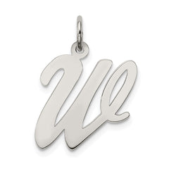 Sterling Silver Rhodium-plated Script Letter W Initial Charm QC5084W