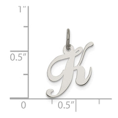 Sterling Silver Rhodium-plated Fancy Script Letter K Initial Charm QC5086K
