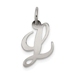Sterling Silver Rhodium-plated Fancy Script Letter L Initial Charm QC5086L