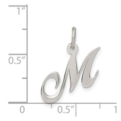 Sterling Silver Rhodium-plated Fancy Script Letter M Initial Charm QC5086M