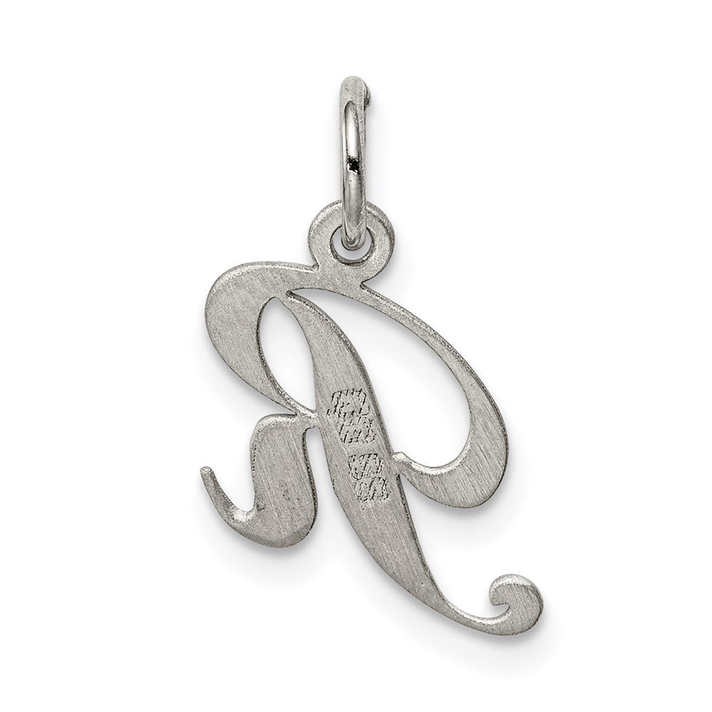 Sterling Silver Rhodium-plated Fancy Script Letter R Initial Charm QC5086R