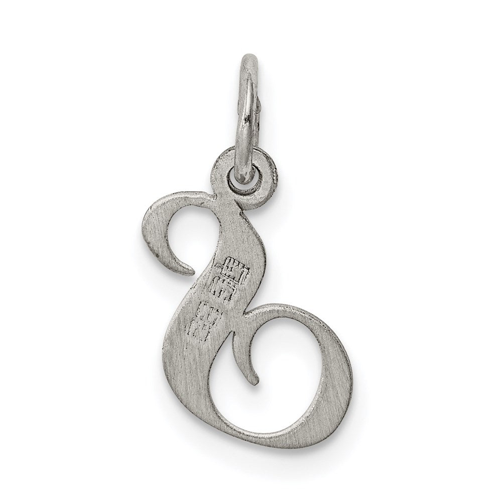 Sterling Silver Rhodium-plated Fancy Script Letter S Initial Charm QC5086S