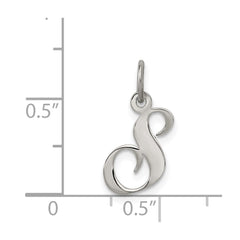 Sterling Silver Rhodium-plated Fancy Script Letter S Initial Charm QC5086S