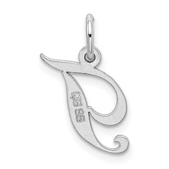 Sterling Silver Rhodium-plated Fancy Script Letter T Initial Charm QC5086T