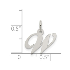 Sterling Silver Rhodium-plated Fancy Script Letter W Initial Charm QC5086W
