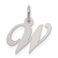 Sterling Silver Rhodium-plated Fancy Script Letter W Initial Charm QC5086W