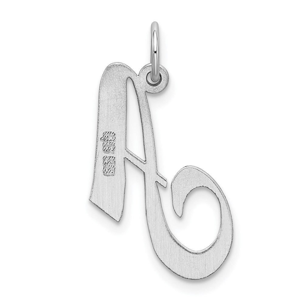 Sterling Silver Rhodium-plated Fancy Script Letter A Initial Charm QC5088A
