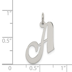 Sterling Silver Rhodium-plated Fancy Script Letter A Initial Charm QC5088A