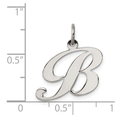 Sterling Silver Rhodium-plated Fancy Script Letter B Initial Charm QC5088B