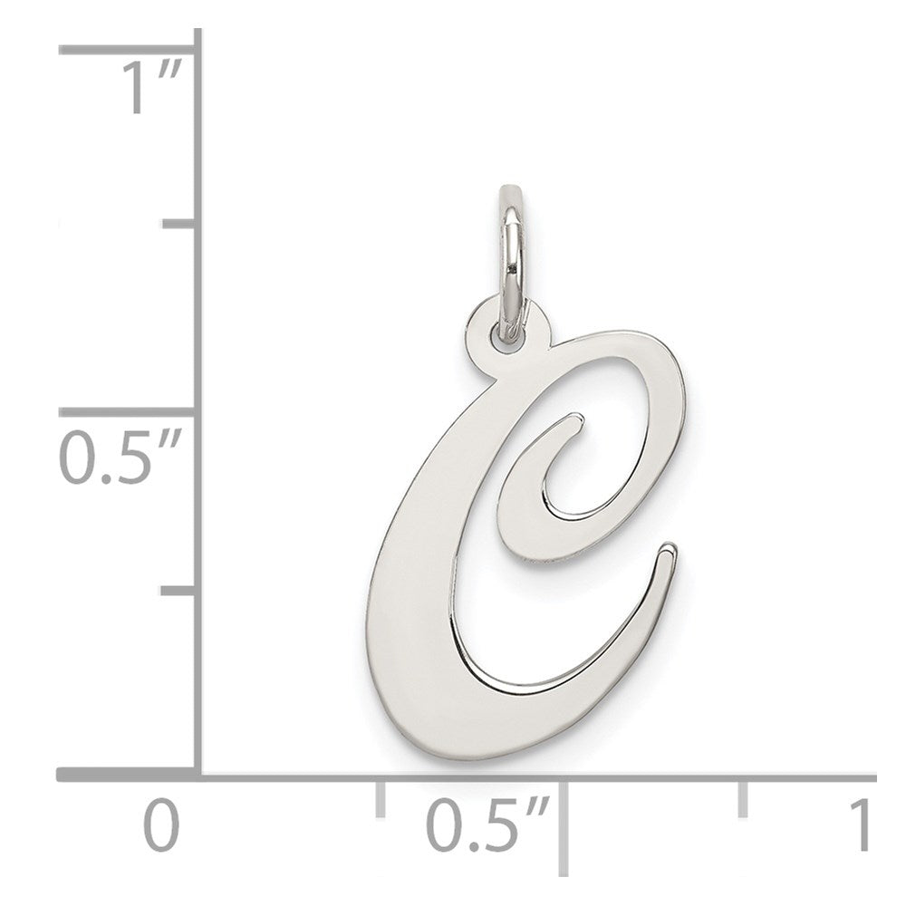 Sterling Silver Rhodium-plated Fancy Script Letter C Initial Charm QC5088C