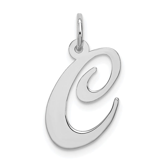 Sterling Silver Rhodium-plated Fancy Script Letter C Initial Charm QC5088C