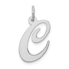 Sterling Silver Rhodium-plated Fancy Script Letter C Initial Charm QC5088C