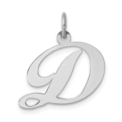 Sterling Silver Rhodium-plated Fancy Script Letter D Initial Charm QC5088D