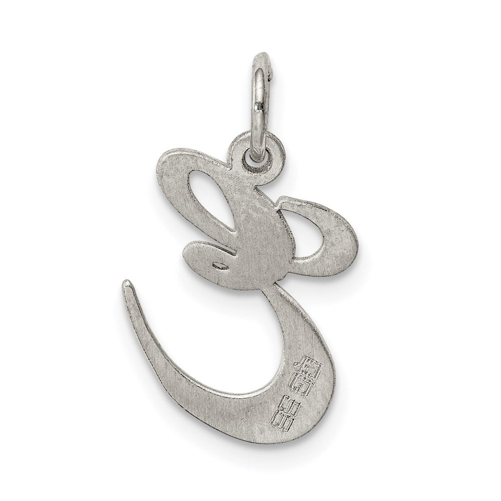 Sterling Silver Rhodium-plated Fancy Script Letter E Initial Charm QC5088E