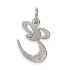 Sterling Silver Rhodium-plated Fancy Script Letter E Initial Charm QC5088E