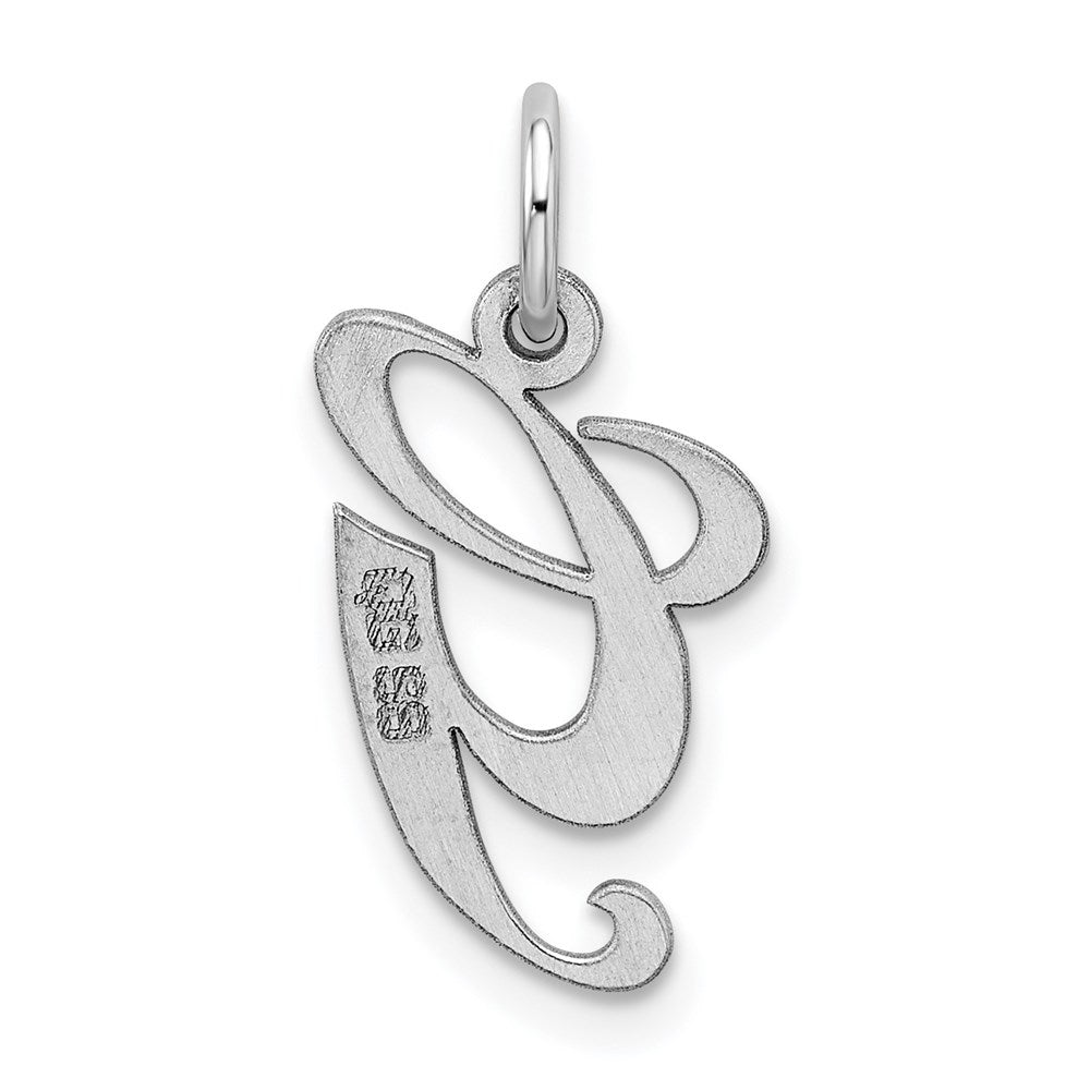 Sterling Silver Rhodium-plated Fancy Script Letter G Initial Charm QC5088G