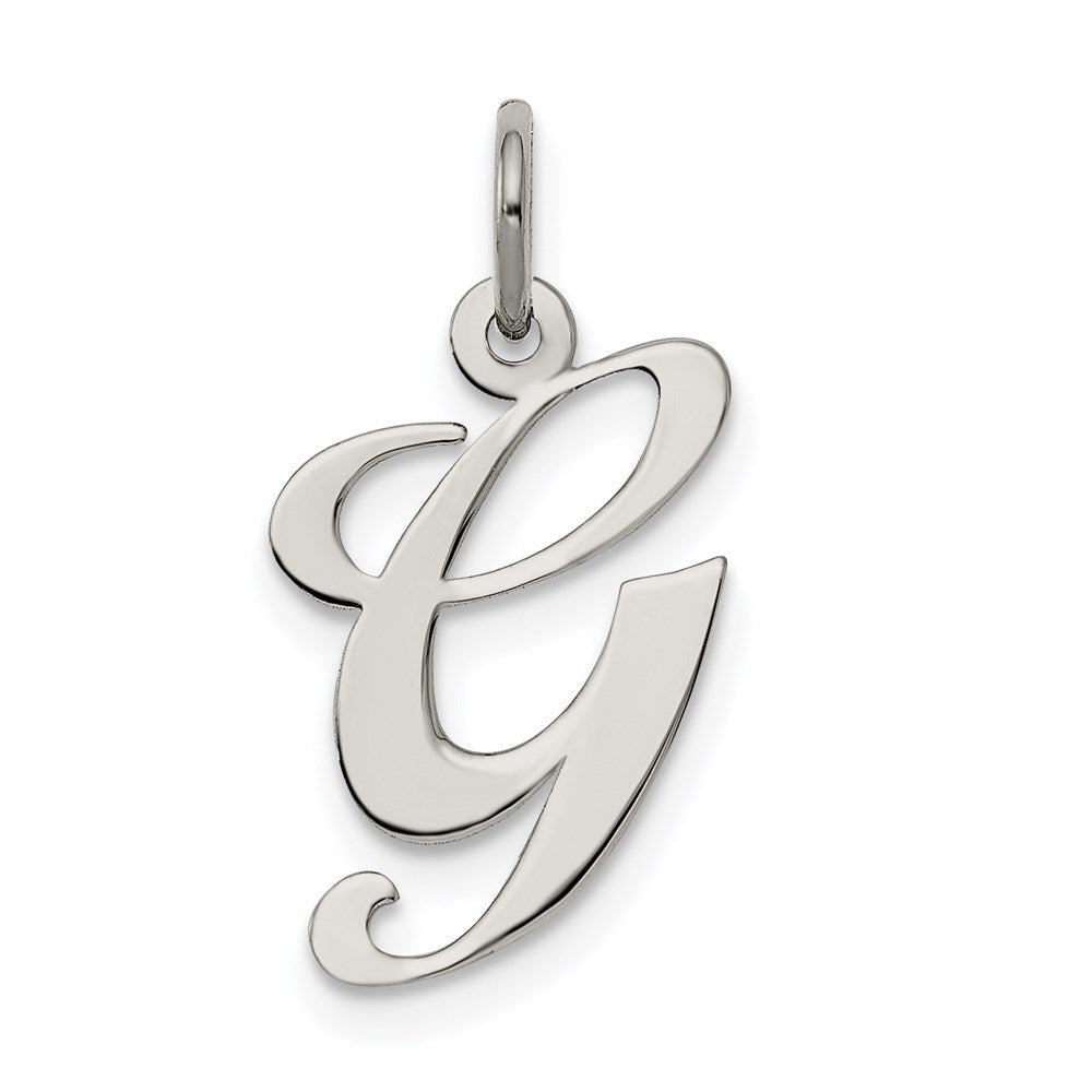Sterling Silver Rhodium-plated Fancy Script Letter G Initial Charm QC5088G