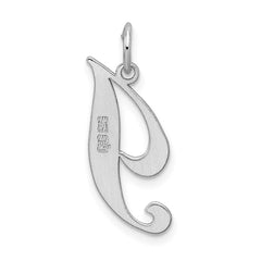 Sterling Silver Rhodium-plated Fancy Script Letter I Initial Charm QC5088I