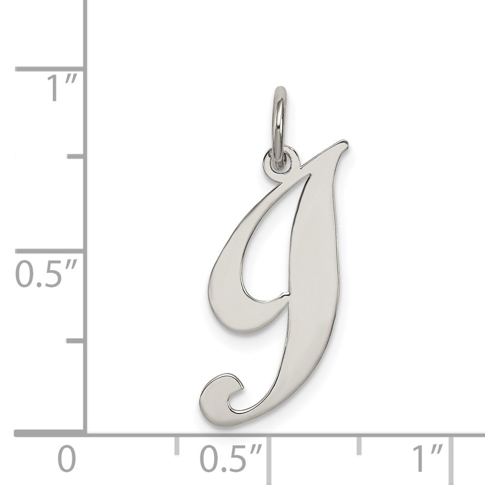 Sterling Silver Rhodium-plated Fancy Script Letter I Initial Charm QC5088I