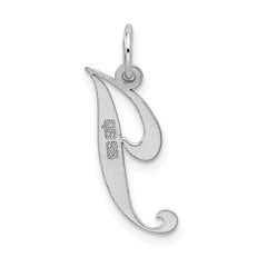 Sterling Silver Rhodium-plated Fancy Script Letter J Initial Charm QC5088J