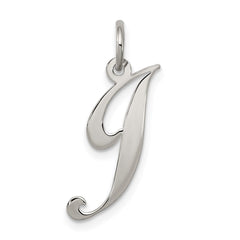 Sterling Silver Rhodium-plated Fancy Script Letter J Initial Charm QC5088J