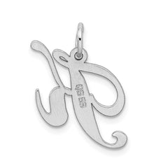 Sterling Silver Rhodium-plated Fancy Script Letter K Initial Charm QC5088K