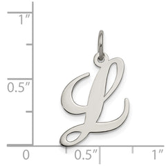 Sterling Silver Rhodium-plated Fancy Script Letter L Initial Charm QC5088L