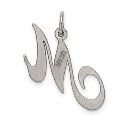Sterling Silver Rhodium-plated Fancy Script Letter M Initial Charm QC5088M