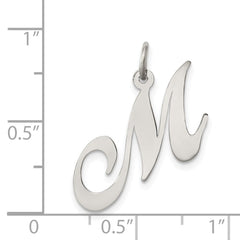 Sterling Silver Rhodium-plated Fancy Script Letter M Initial Charm QC5088M