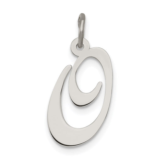 Sterling Silver Rhodium-plated Fancy Script Letter O Initial Charm QC5088O
