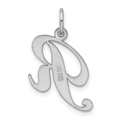 Sterling Silver Rhodium-plated Fancy Script Letter R Initial Charm QC5088R
