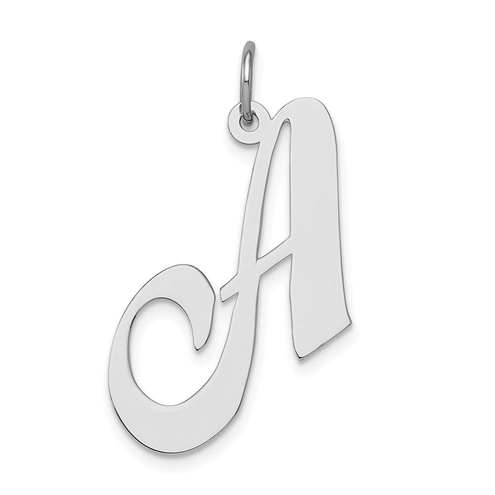 Sterling Silver Rhodium-plated Fancy Script Letter A Initial Charm QC5090A
