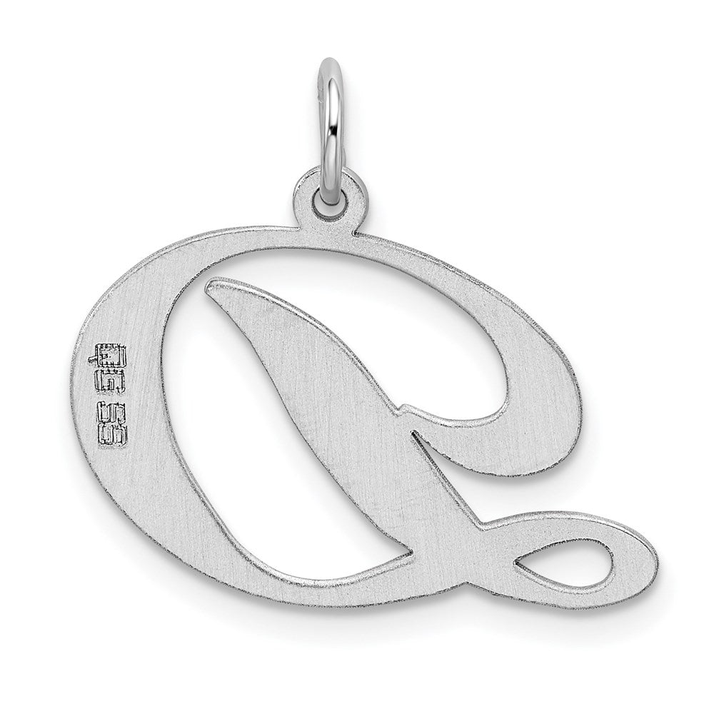 Sterling Silver Rhodium-plated Fancy Script Letter D Initial Charm QC5090D