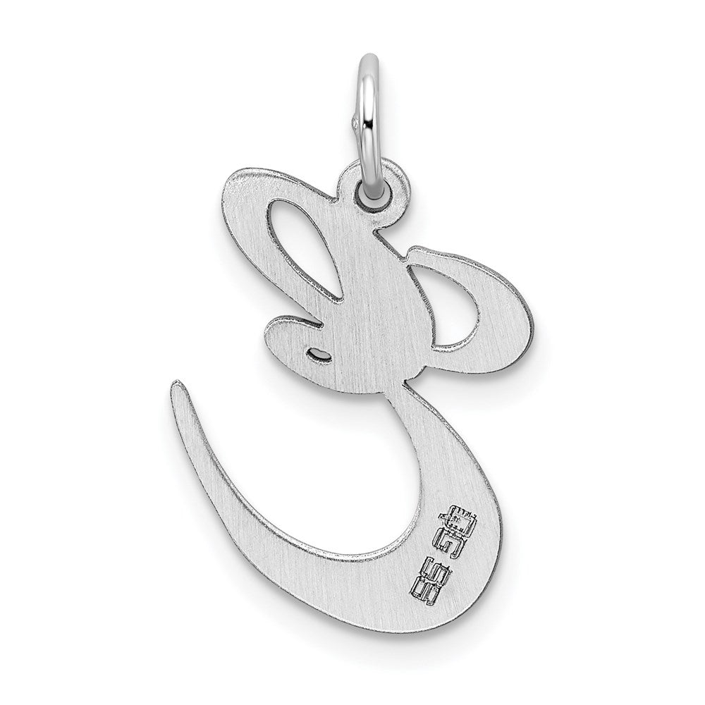 Sterling Silver Rhodium-plated Fancy Script Letter E Initial Charm QC5090E
