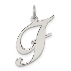 Sterling Silver Rhodium-plated Fancy Script Letter F Initial Charm QC5090F