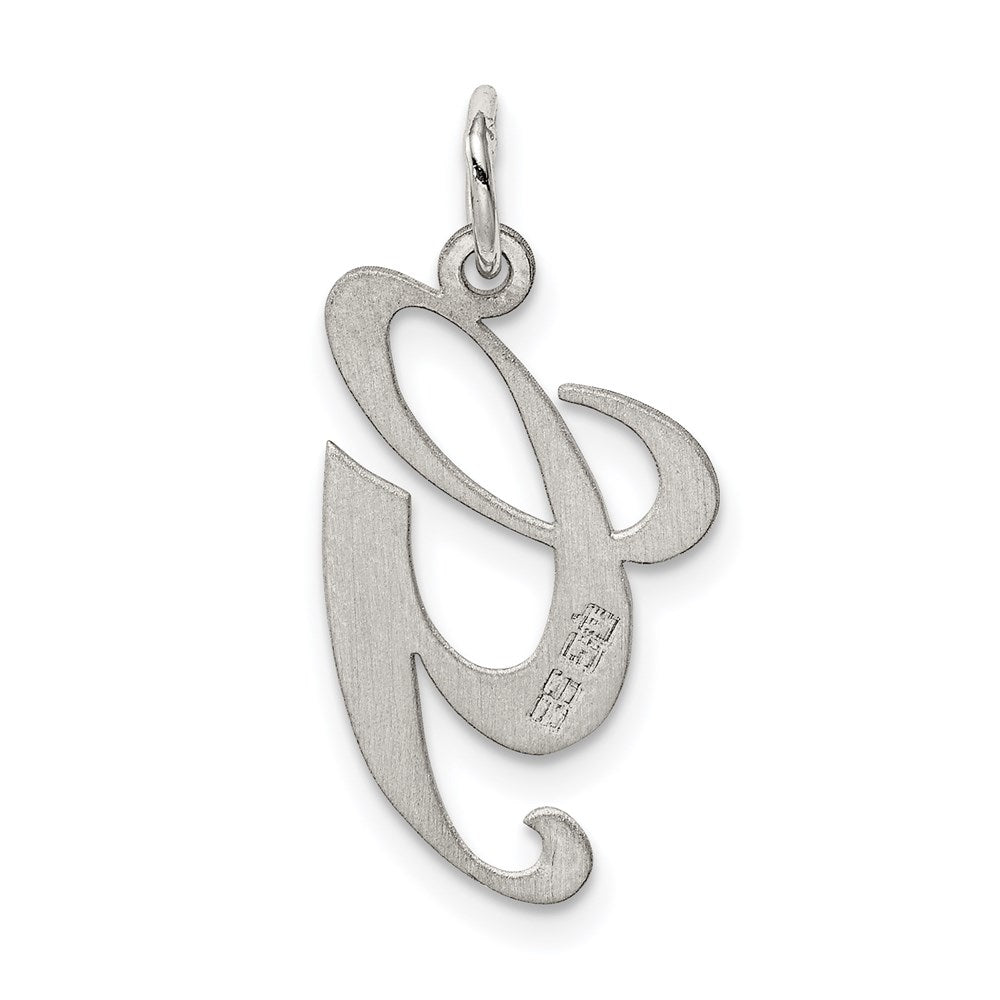 Sterling Silver Rhodium-plated Fancy Script Letter G Initial Charm QC5090G