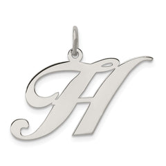 Sterling Silver Rhodium-plated Fancy Script Letter H Initial Charm QC5090H