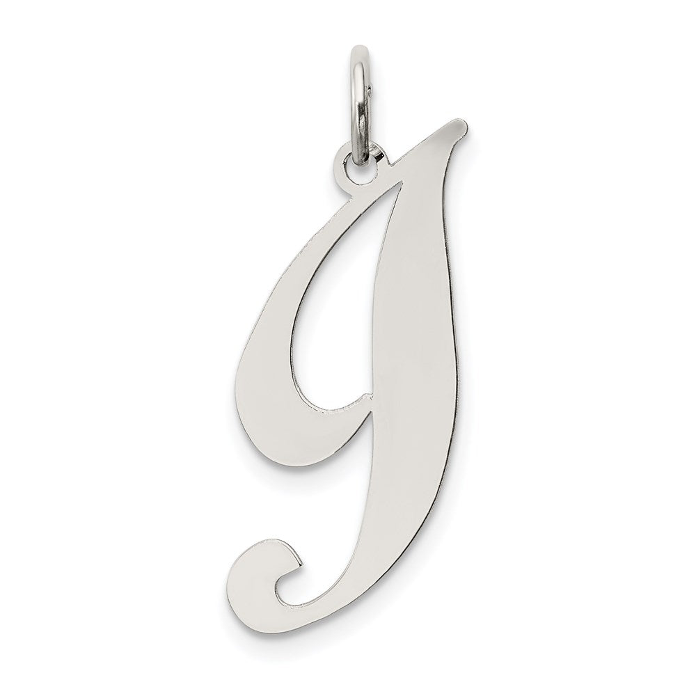 Sterling Silver Rhodium-plated Fancy Script Letter I Initial Charm QC5090I