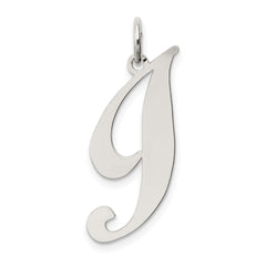 Sterling Silver Rhodium-plated Fancy Script Letter I Initial Charm QC5090I