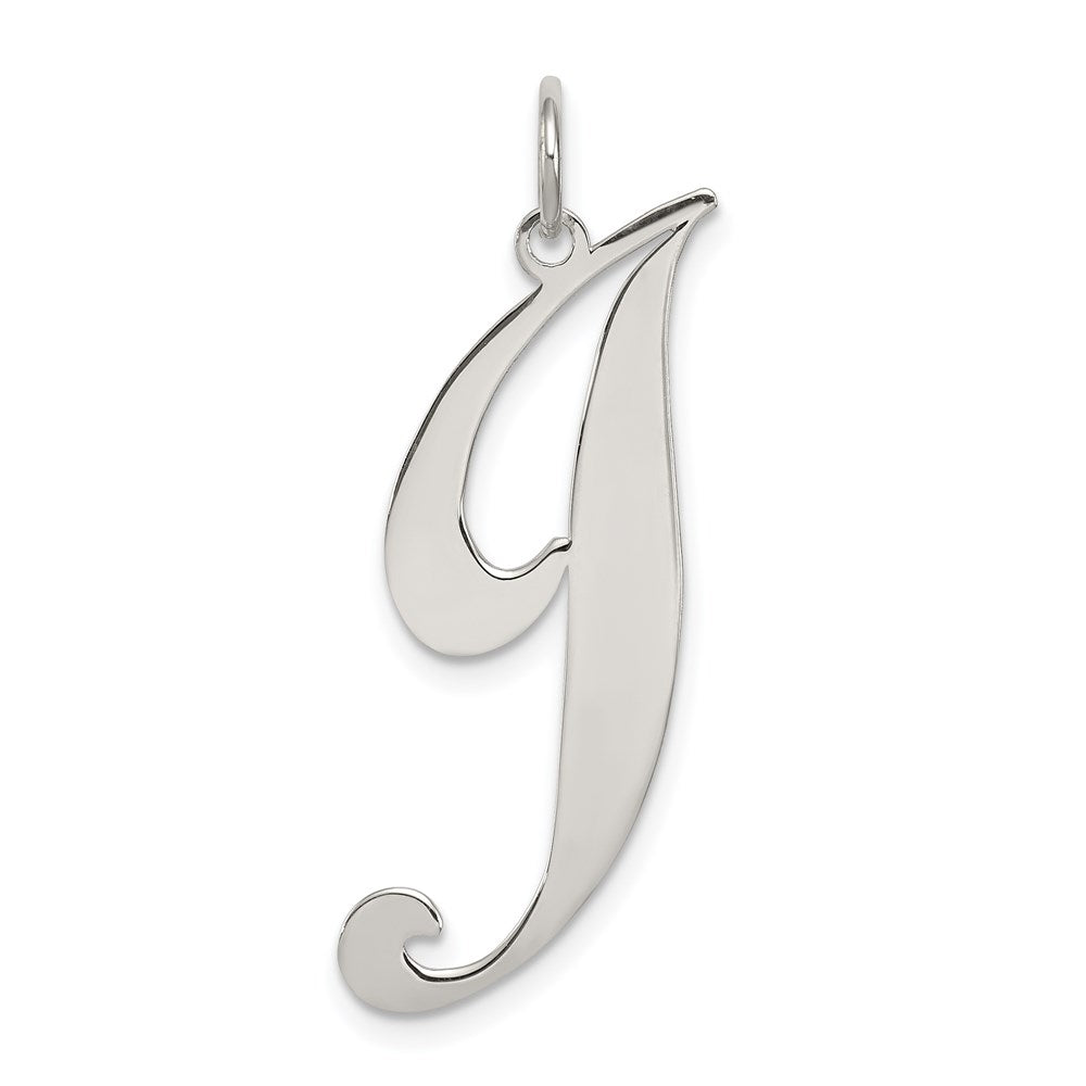 Sterling Silver Rhodium-plated Fancy Script Letter J Initial Charm QC5090J