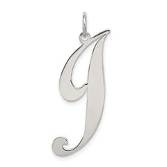 Sterling Silver Rhodium-plated Fancy Script Letter J Initial Charm QC5090J