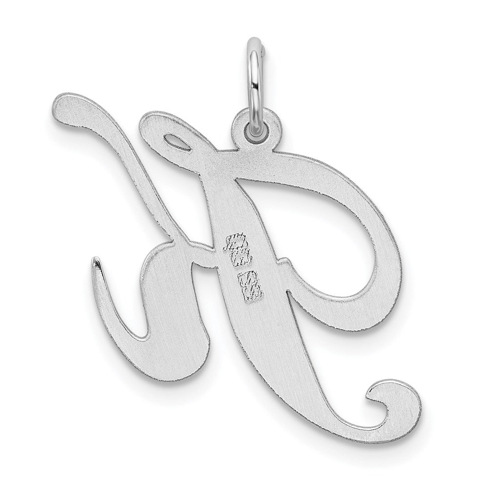 Sterling Silver Rhodium-plated Fancy Script Letter K Initial Charm QC5090K