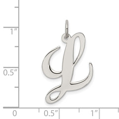 Sterling Silver Rhodium-plated Fancy Script Letter L Initial Charm QC5090L