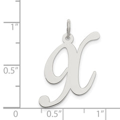 Sterling Silver Rhodium-plated Fancy Script Letter X Initial Charm QC5090X