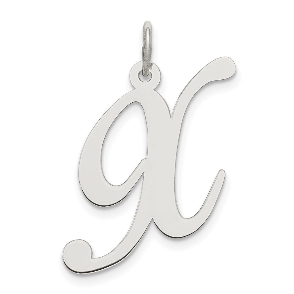 Sterling Silver Rhodium-plated Fancy Script Letter X Initial Charm QC5090X