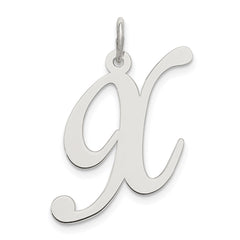 Sterling Silver Rhodium-plated Fancy Script Letter X Initial Charm QC5090X