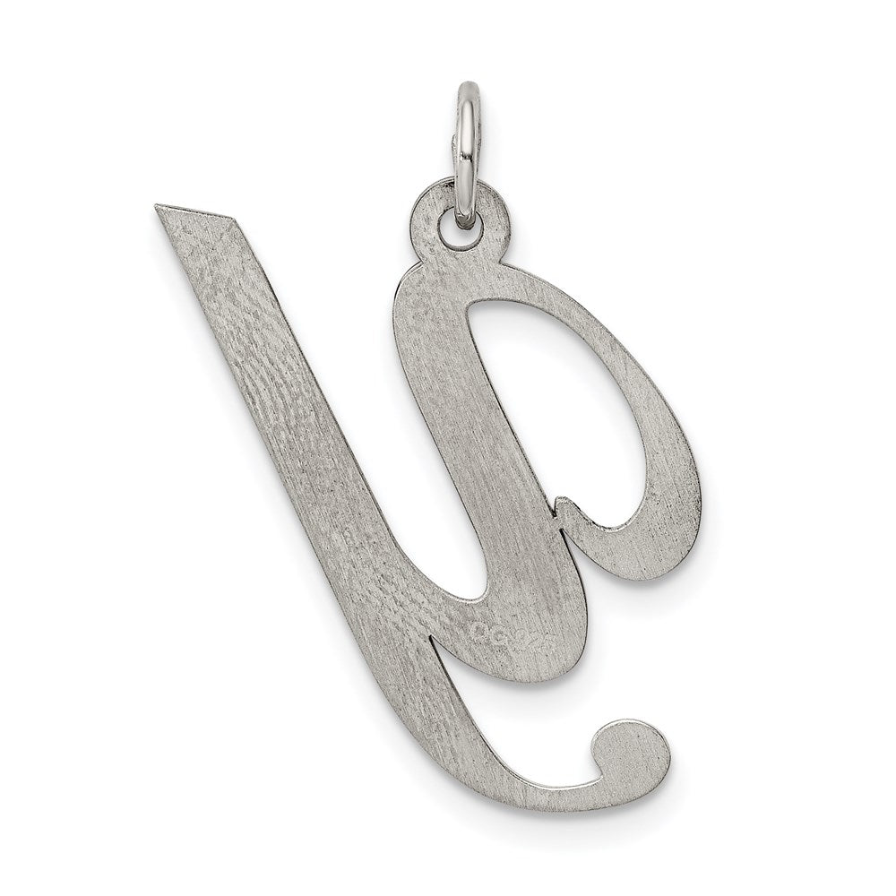 Sterling Silver Rhodium-plated Fancy Script Letter Y Initial Charm QC5090Y